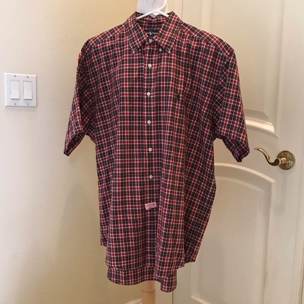 Ralph Lauren Red and Blue Plaid Casual Button Down Shirt